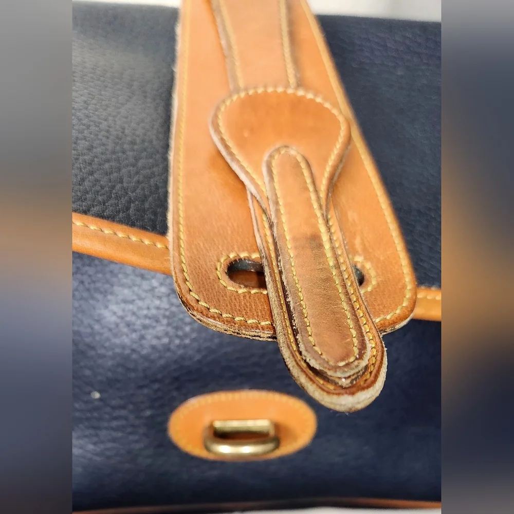 Dooney & Bourke vintage equestrian all weather leather crossbody bag, navy